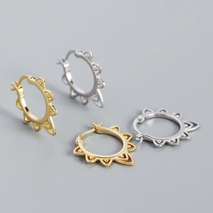 Vintage S925 sterling silver hollow flower hoop earrings in gold and silver finish