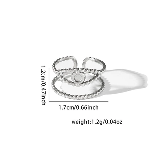 Detailed size and weight specs for this multi-layer silver titanium steel open ring