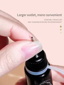 Detail view of precise stainless steel applicator nozzle for nail edge sealing gel glue