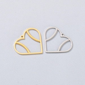 Heart Shape Baseball Stitching Pattern Stainless Steel Hollow Charm Pendant For DIY Jewelry Making Simple Accessories