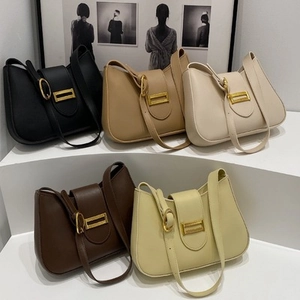 Bolsos de mano de cuero PU estructurados en colores negro, beige, amarillo y marrón