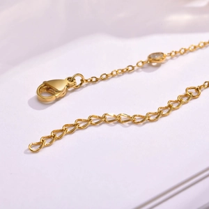 Vintage 18K gold plated stainless steel bracelet with five white zircons and lobster clasp