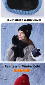 Détail de gants d'hiver en maille avec bout tactile et doublure en polaire épaisse