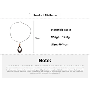 Detailed resin wood pendant necklace dimensions 90cm with 4cm oval drop 14.8g weight