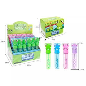 24-piece mini frog bubble wand set for kids featuring four colors in a display box
