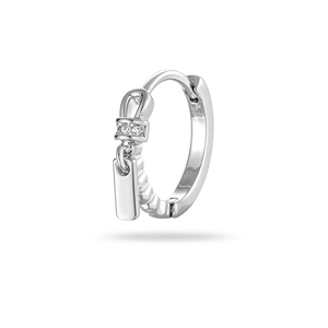 Minimalist silver zipper style hoop earrings with zircon stones and 925 silver stamp