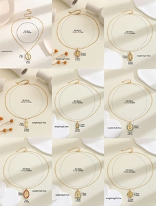 Detailed grid of Virgin Mary pendants with colorful zircon inlay and precise dimensions