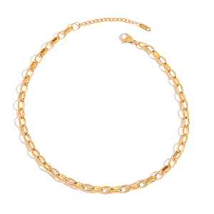 Classic 18K gold plated stainless steel curb chain necklace with lobster clasp