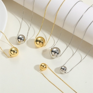 Minimalist 14K gold and silver plated ball pendant necklaces with high mirror polish finish