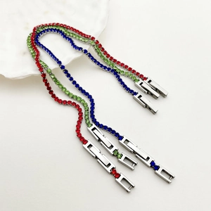 Three-color tennis bracelets with sparkling zircons and adjustable stainless steel clasps