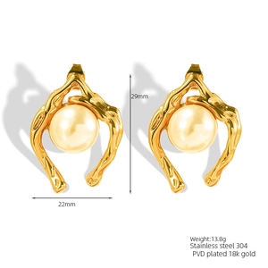 Détail des boucles d'oreilles dorées géométriques de 29mm avec dimensions et poids