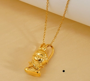 Polished stainless steel Sun Wukong pendant with eco-friendly 18K gold finish detail
