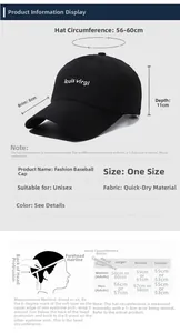 Guide des tailles avec bord de 8cm et tour de tête 56-60cm pour casquette sport