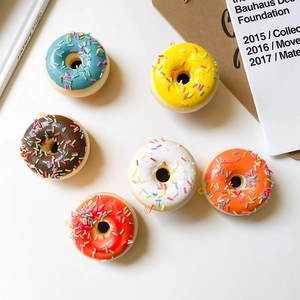Set of 6 colorful 3D donut phone grip sockets with realistic decorative sprinkles
