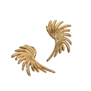 Boucles d'oreilles ailes de plume élégantes en acier inoxydable doré pour femmes