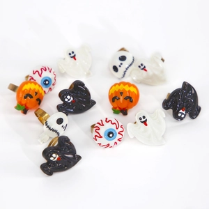 Halloween Adjustable Rings Plastic Alloy Pumpkin Ghost Skull Eyeball Spooky Party Decor For Kids Adults