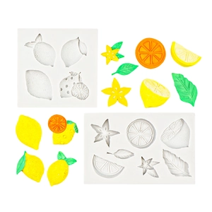 Lot de moules en silicone pour décorations réalistes de gâteaux en citron et carambole
