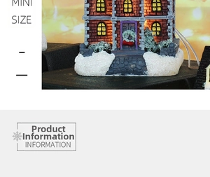Details der braunen Ziegelstruktur und des Schnees auf dem LED-Weihnachtshäuschen