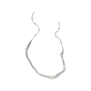 Elegant layered silver chain necklace featuring white pearls for a sophisticated style
