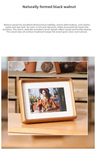 Detail of rounded corners and natural black walnut grain on a solid wood photo frame