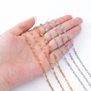 Golden and silver stainless steel embossed link chains for DIY jewelry making