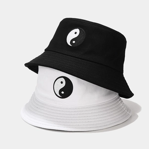 Chapeau Bob Brodé Tai Chi Yin Yang En Toile De Coton Protection Solaire Extérieur Streetwear Pour Hommes Femmes