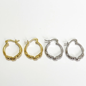 Elegant S925 sterling silver twisted hoop earrings in gold and silver finish