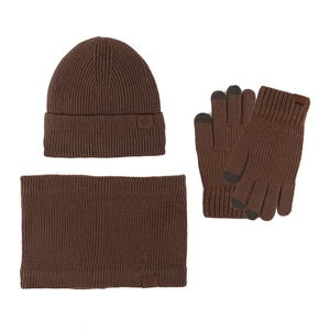 Winter 3-piece set with thermal knit beanie, neck warmer, and touch screen gloves