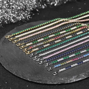 925 silver tennis bracelets with 3mm colorful cubic zirconia in multi-color options