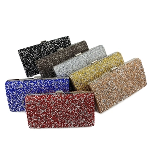 Sparkling rhinestone evening clutch bags in seven vibrant colors for party and formal events