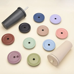 Replacement Cup Lids With Straw Hole 304 Stainless Steel PP Plastic Leakproof Matte For Bubble Tea Tumblers