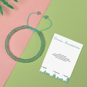 Natural green aventurine crystal abacus bead bracelet with adjustable woven rope