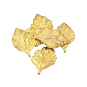 Polished gold stainless steel leaf charms for DIY necklaces and earring making