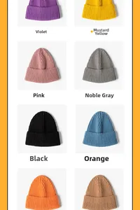 Detailed grid layout showing various colors of jacquard knitted beanies for outdoor warmth