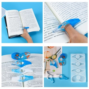 DIY resin thumb page holder silicone mold kit with gold foil butterfly book rings