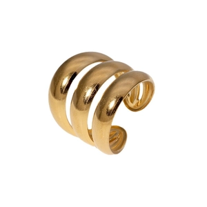 Gold multi-layer spiral open ring in vintage punk style made of stainless steel