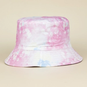 Cappello da pescatore reversibile tie-dye rosa e bianco per la protezione solare esterna