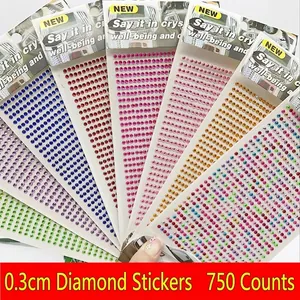 Self Adhesive Acrylic Rhinestone Stickers Bling Crystal Gem Decals For Car Interior Laptop Phone Mirror DIY Decor Crafts