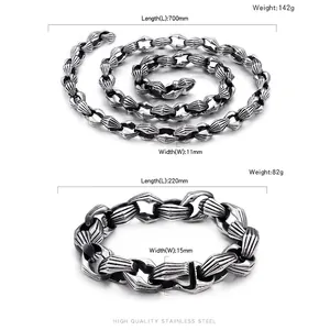 Specifiche del set collana e bracciale punk in acciaio inossidabile con dimensioni e pesi
