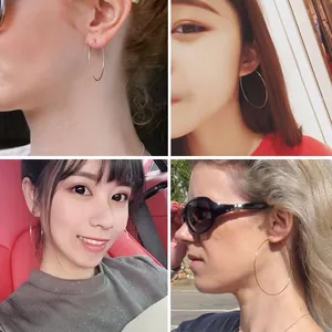 Detailed comparison of 4cm to 7cm large hoop earrings worn on ears to show size scale