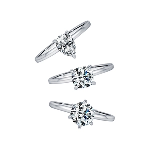 Classic S925 sterling silver rings with 1 carat round and pear cut moissanite stones
