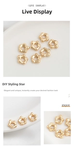 Detailed macro view of 14K gold filled flower spacers for DIY jewelry making