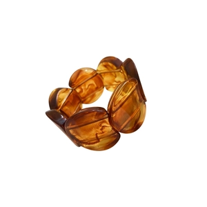 Artistic acrylic bangle bracelet with amber resin texture and stretch design