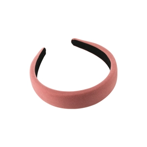 Elegant wide velvet padded headband in soft dusty pink color with black non-slip lining