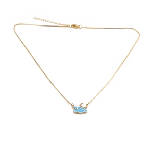 Cartoon style gold moon and star necklace with blue cloud pendant for couples