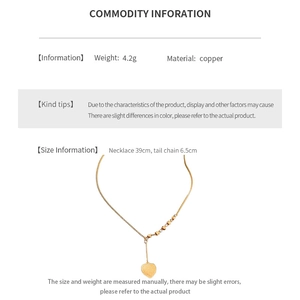 Dettagli di una collana a cuore in rame placcato oro 18K con lunghezza 39cm e peso 4.2g