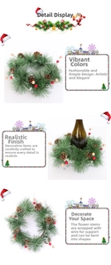 Detailed view of flexible inner wire support for Christmas pine needle wreath styling