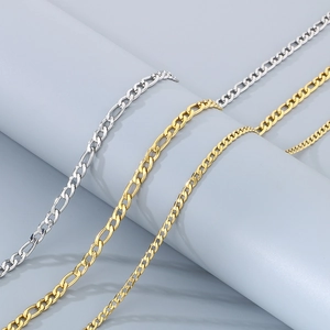 Colliers classiques Figaro en acier inoxydable poli en coloris or et argent pour hommes et femmes