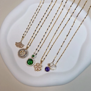 Delicate Necklace Stainless Steel Copper With Zircon Crystal Pendant Elegant Non Fading Gold Plated Fashion Jewelry For Women