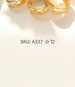Detailed view of three gold-plated quilted rings with modern luxury texture and engraving